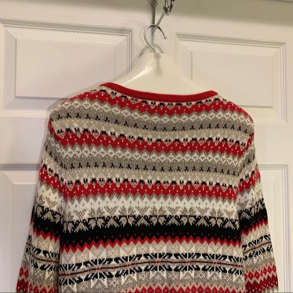 Crystal Kobe Red Black Cream Button Up Sweater L - Picture 5 of 8
